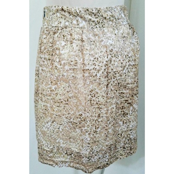 ANN TAYLOR LOFT Brown Beige Watercolor Leopard Animal Print Cotton Skirt 10 - Picture 4 of 6